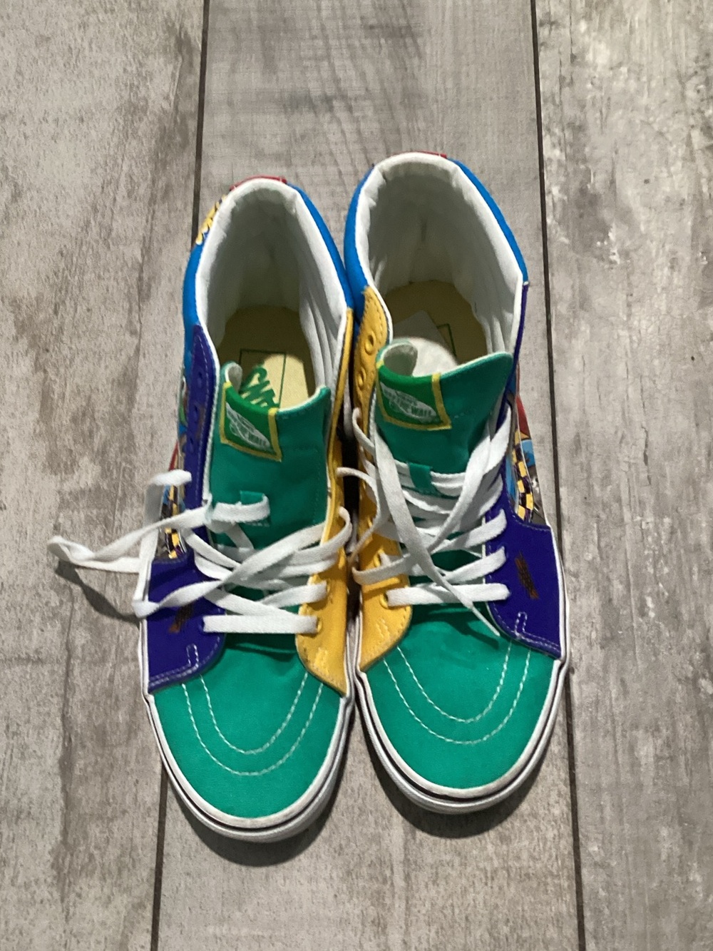 Vans Colorblock Sesame Street High-Top Sneakers — Green, Yellow & Purple size 10